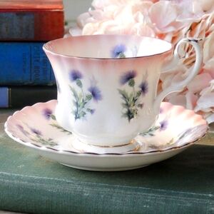 Vintage Royal Albert Thistle Bone China Tea Cup and Saucer England #4466